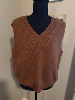 GAP Brown V-Neck Knit Sweater Vest